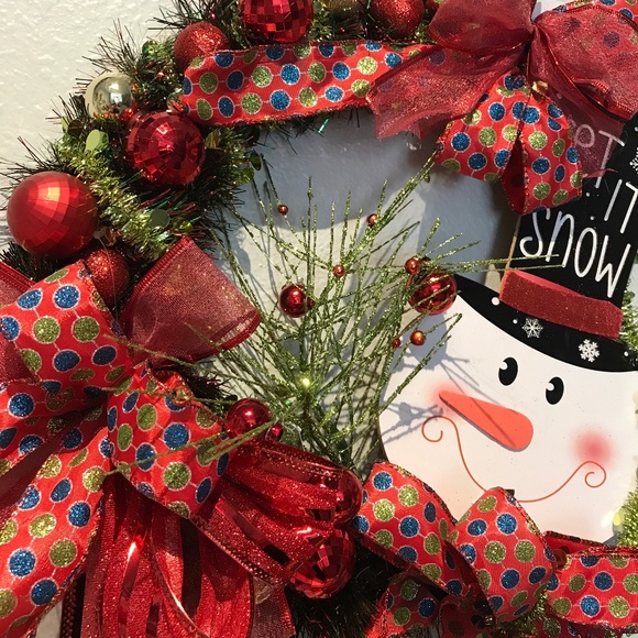 Snowman Winter Wreath Whimsical Snowman Welcome Handcrafted Final S… - Picture 3 of 6